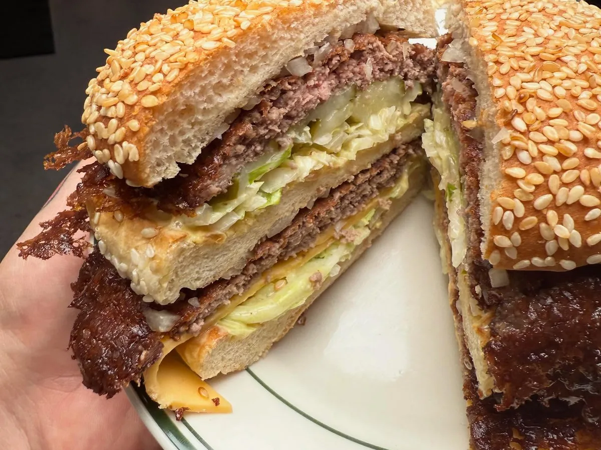 Bad Jimmy's Double Burger with melted American cheese and griddled onions