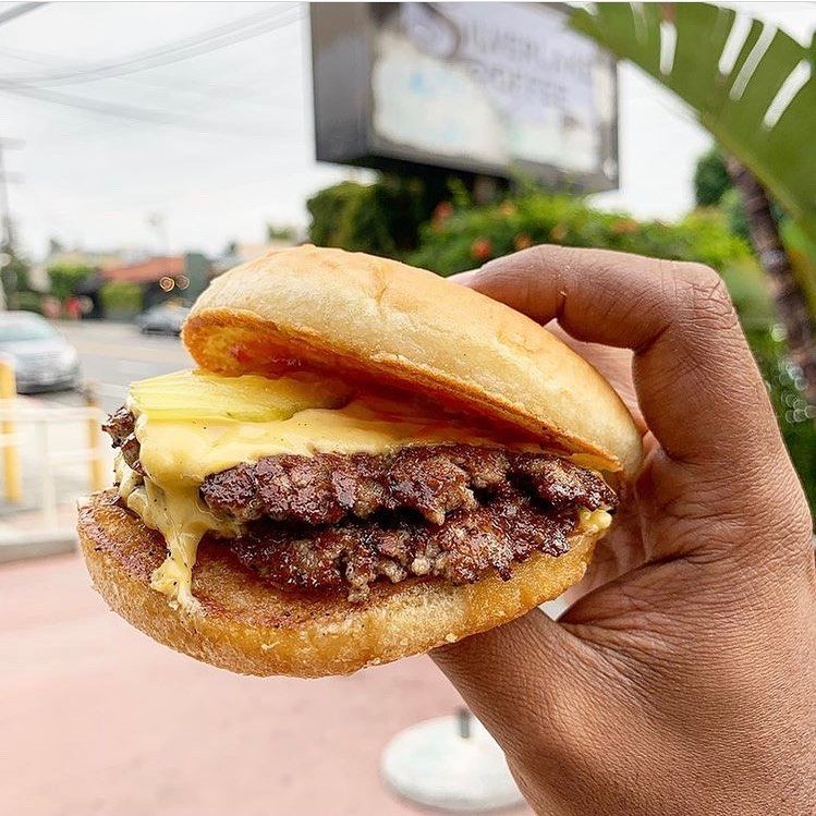 Burgers Never Say Die burger served in Los Angeles, CA