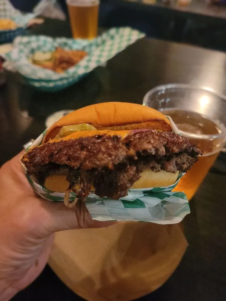 Maillards burger in San Francisco showing a soft potato bun and thin smashed patty edges