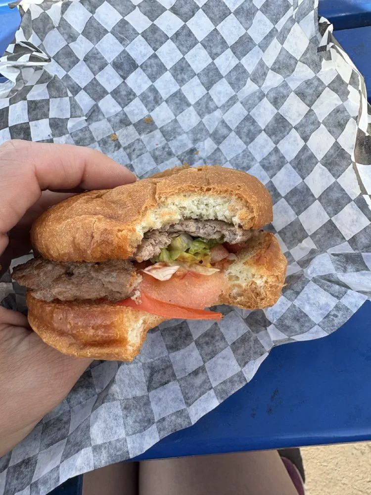 Grandpa's Burger Haven burger close-up