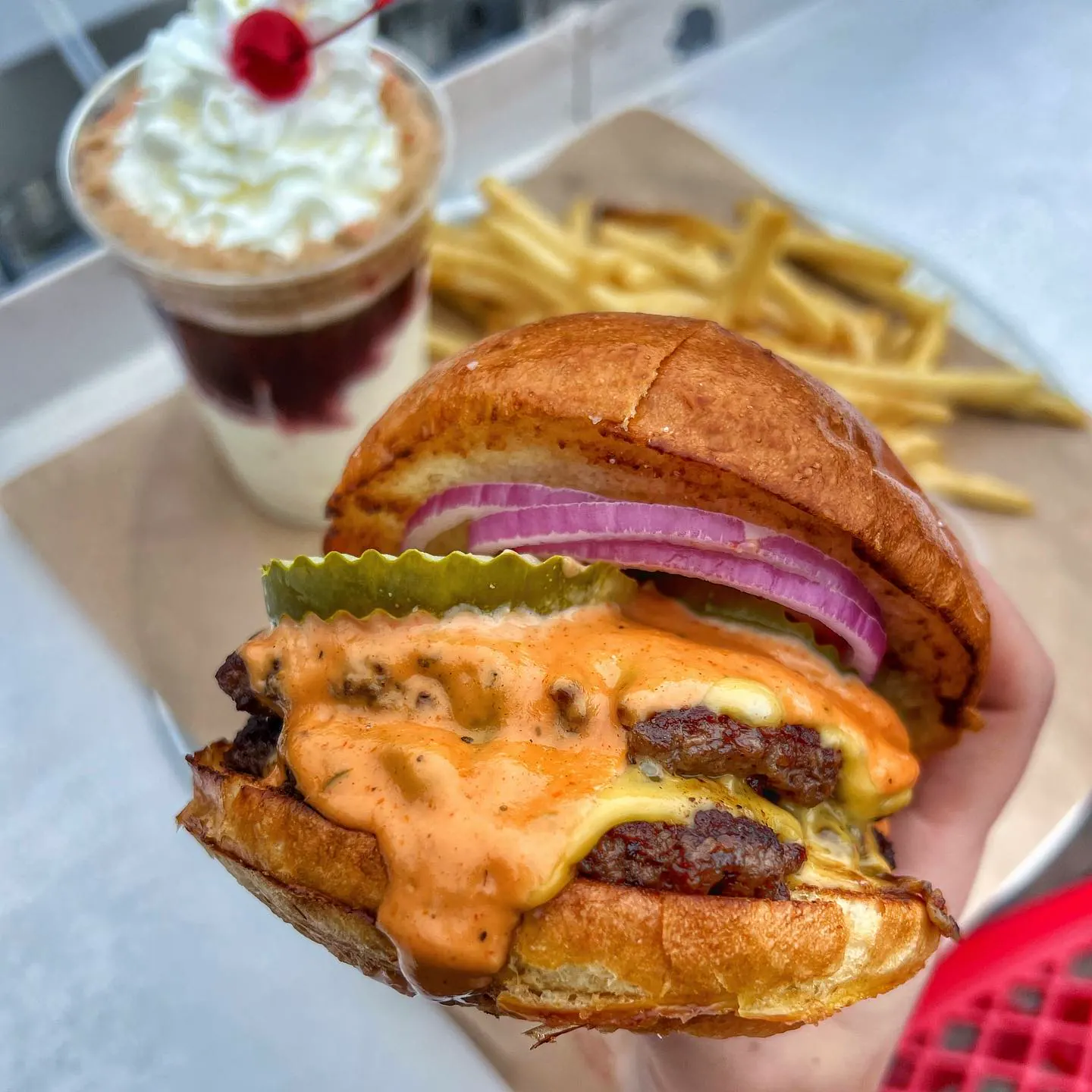 Knockabout Burgers stall inside Avanti F&B in Denver