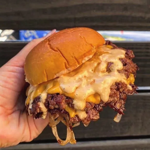 Ted's Burgers burger close-up