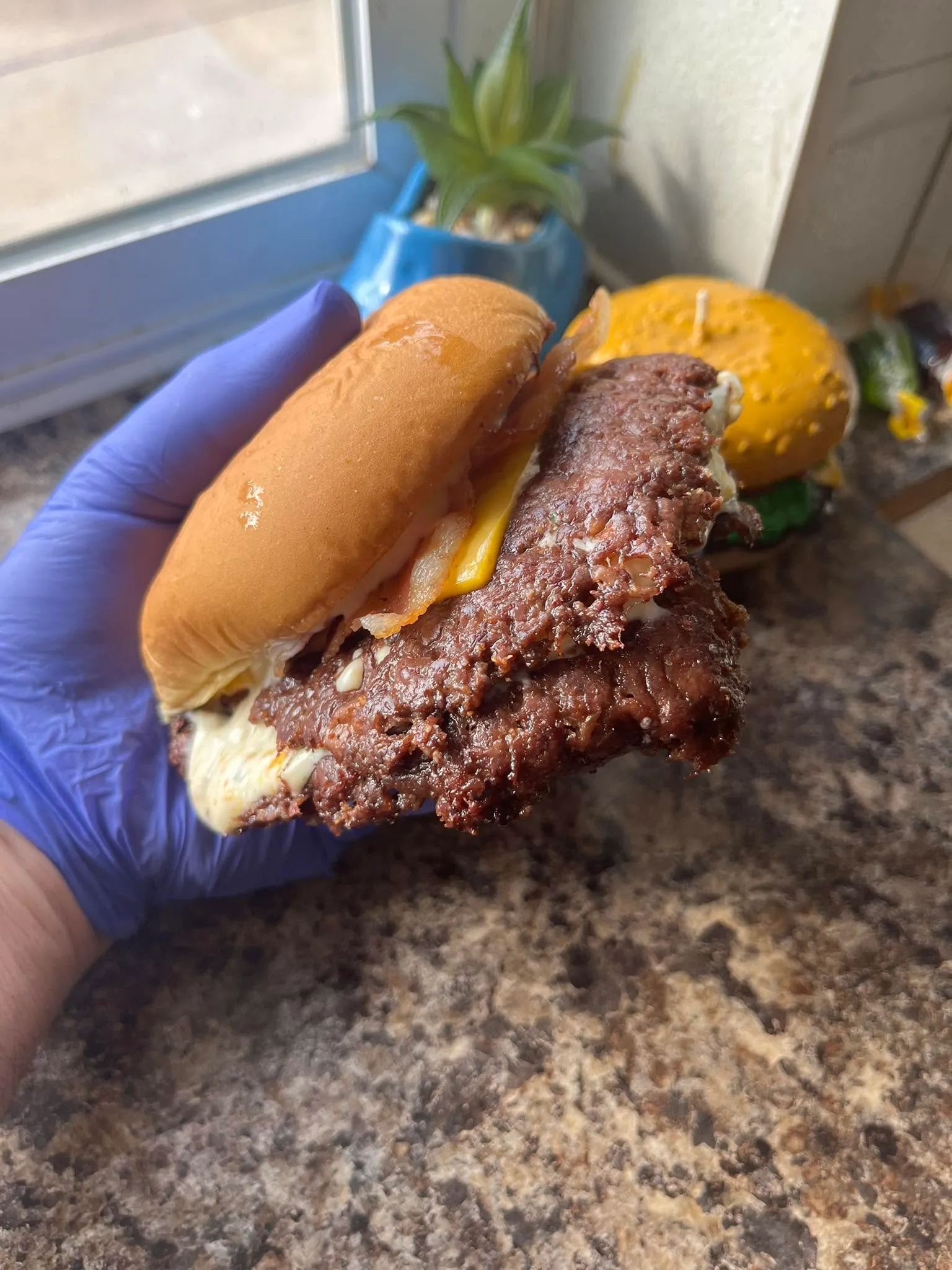 Double smash cheeseburger at The Midtown Burger Club in Aledo, Illinois