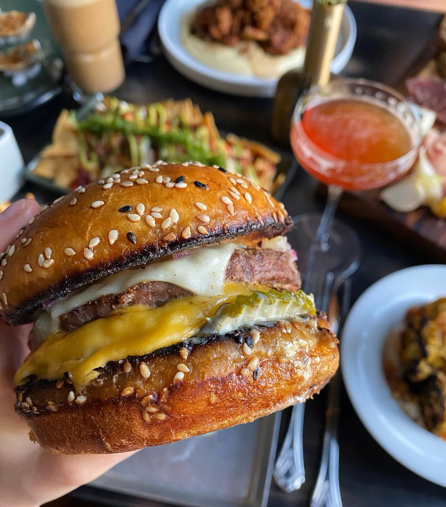 Gretel Griddle Burger with fries and house aioli dipping sauce