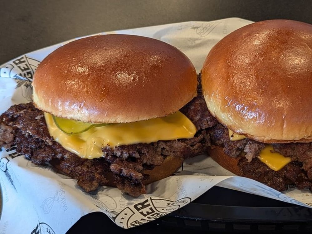 Halal Smash Burger and Phillies smash burger and fries, Chicago