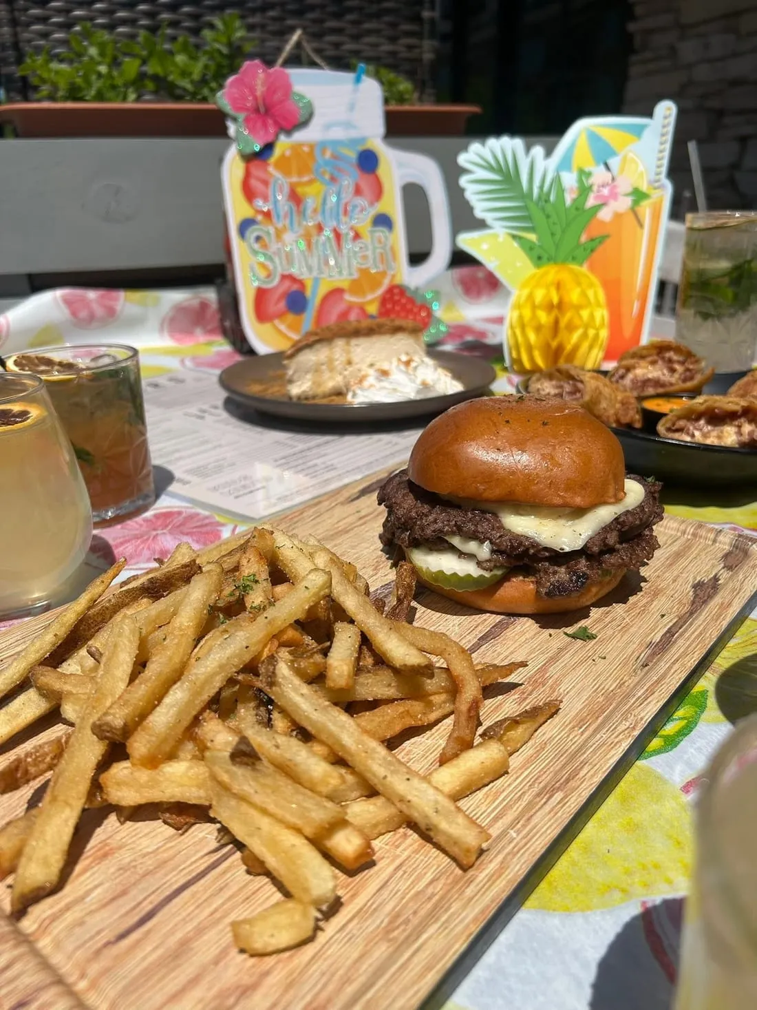 Emerson's Ale House burger special with double smash patties and toppings