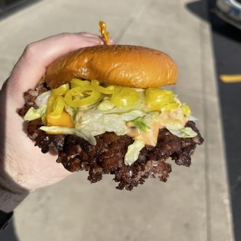 Nash Bros smashburger close-up