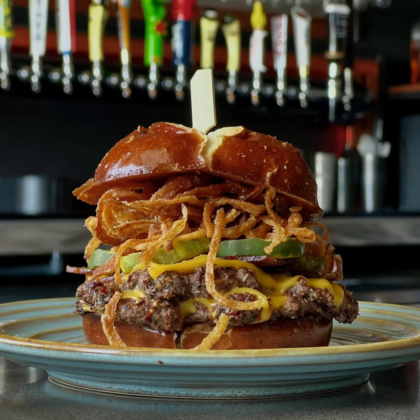 Close-up of the Cowboy Smashburger at Drift on Pine