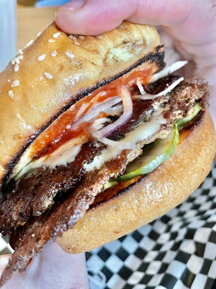 Heff's Burger Club smash burger close-up