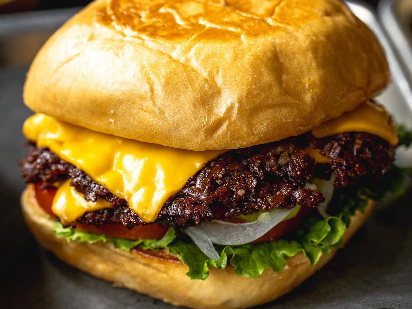 Moreno Burger Co. branded burger and fries at the Austin walk-up window