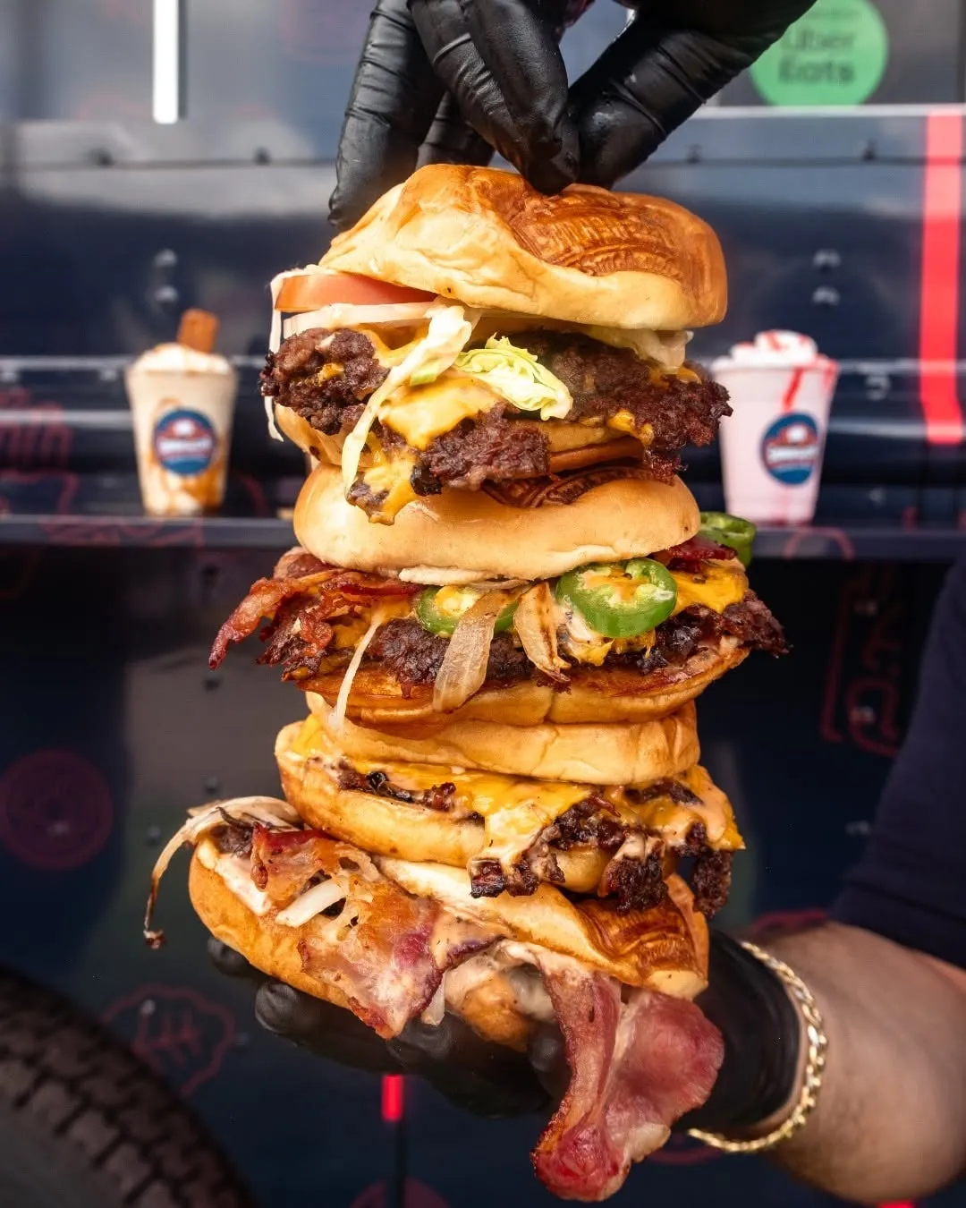 Stack of Smash City burgers